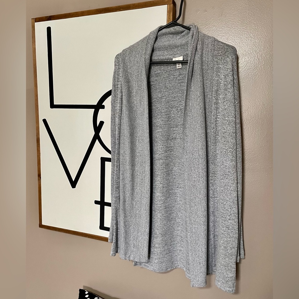 Gray long-length cardigan